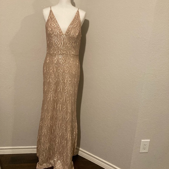 Nightway Beaded Long Gown | Color: Tan/Brown | Size: 4 | Dridowum2's Closet